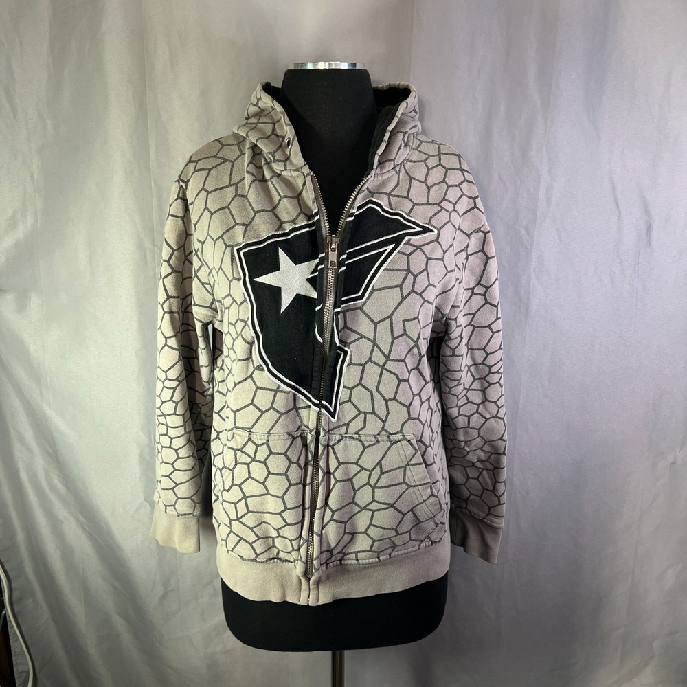 Vintage Famous Stars & Straps Hoodie Womens 8 Multicolor Geometric Y2k Full Zip